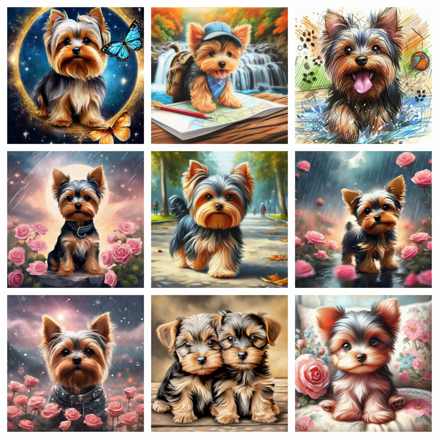 Resin Art Canvas - Yorkshire Terrier Dog 5D DIY Diamond