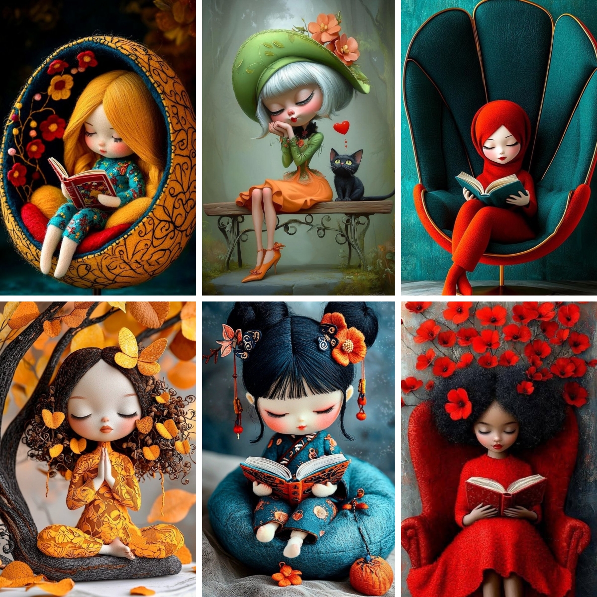Resin Art Learning - Diamond Painting Mosaic Romantic Girl Reading