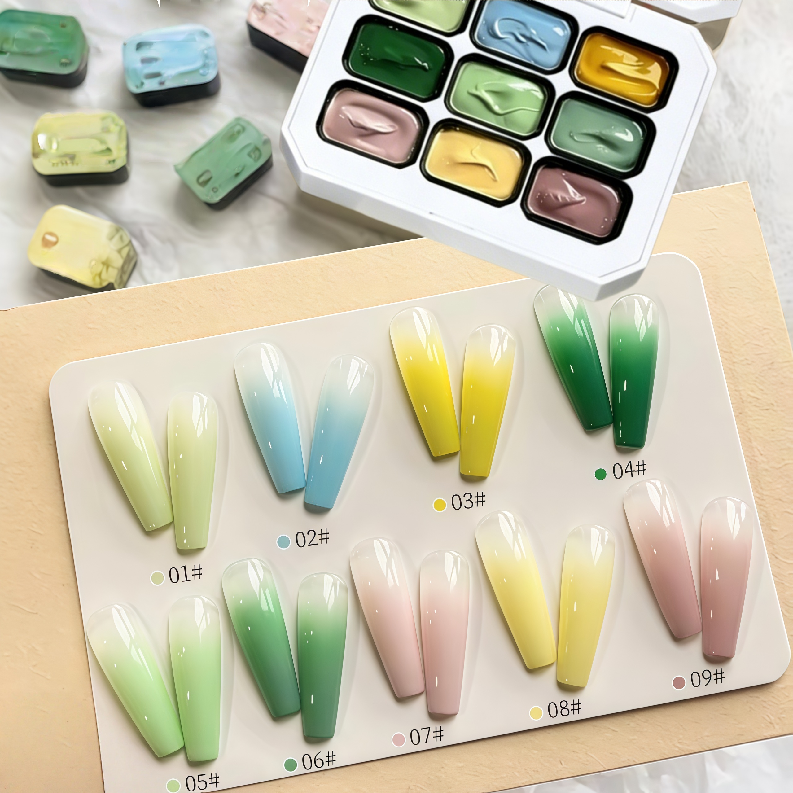 9-color solid nail polish,Bean - Resin Color Paste review and price