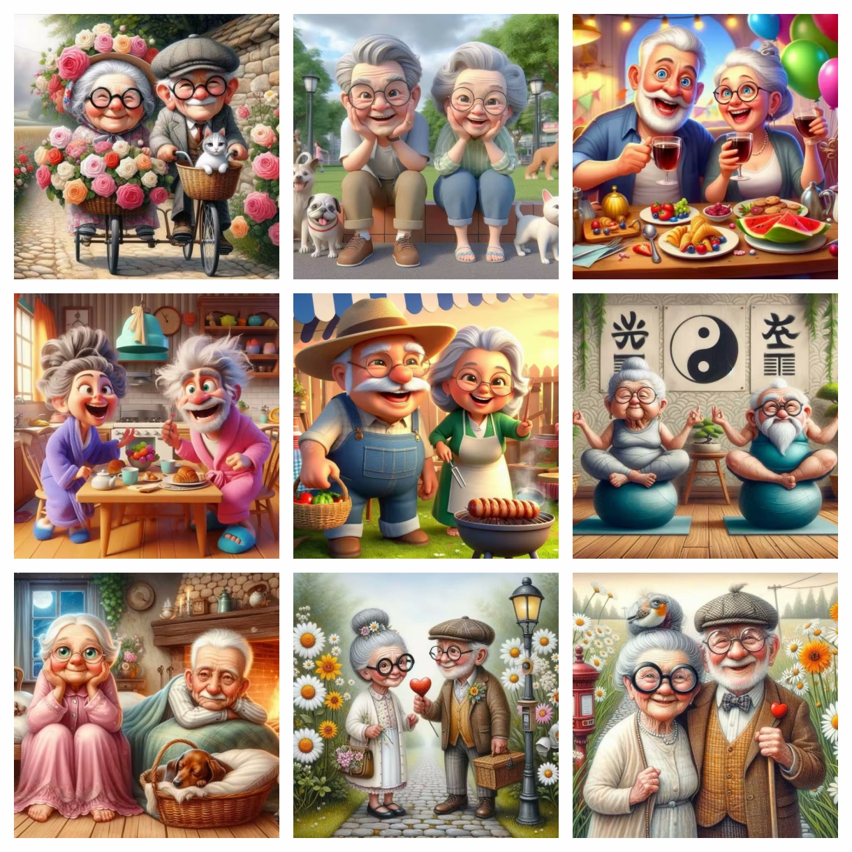 Cartoon Happy Old Couple 5D Fu - Resin Art Canvas review and price