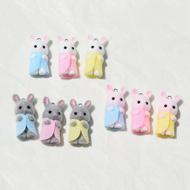 3Pcs 3D Flocking Resin Rabbit  - Resin Art Accessories review and price
