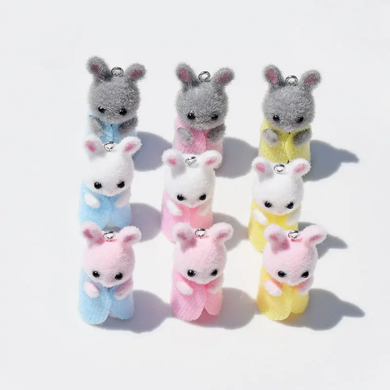 3Pcs 3D Flocking Resin Rabbit  - Resin Art Accessories review and price
