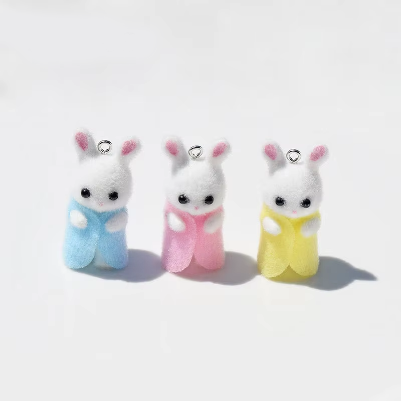 3Pcs 3D Flocking Resin Rabbit  - Resin Art Accessories review and price