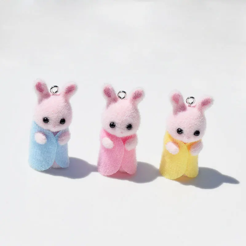 3Pcs 3D Flocking Resin Rabbit  - Resin Art Accessories review and price